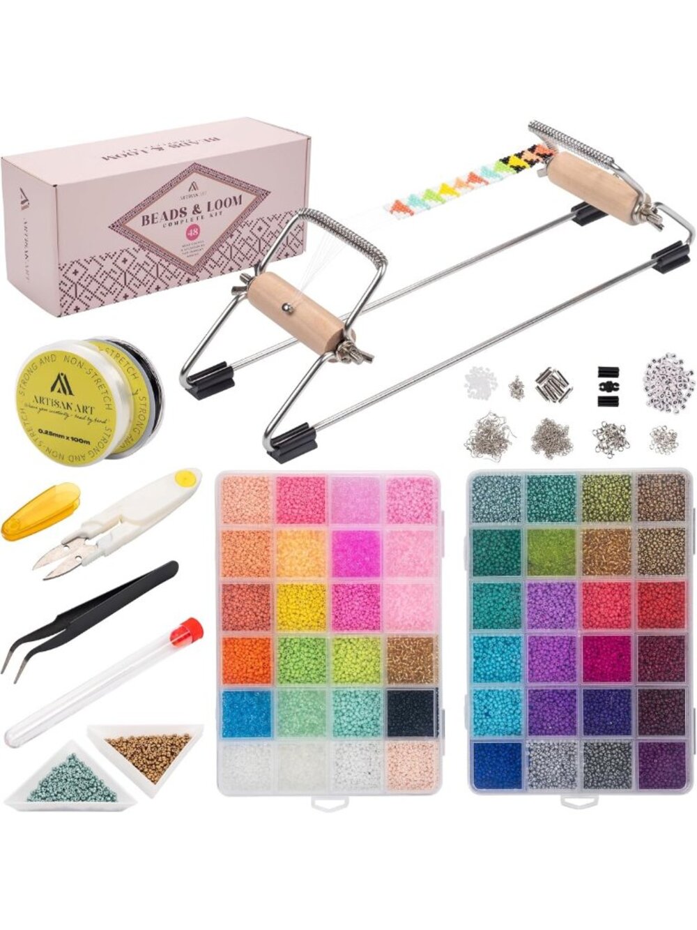Ultimate Bead Loom Kit - 24,000 Colorful Glass Beads & DIY Jewelry Supplies